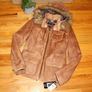 Leather Jacket from Wilsons Fur Hood Retail $700